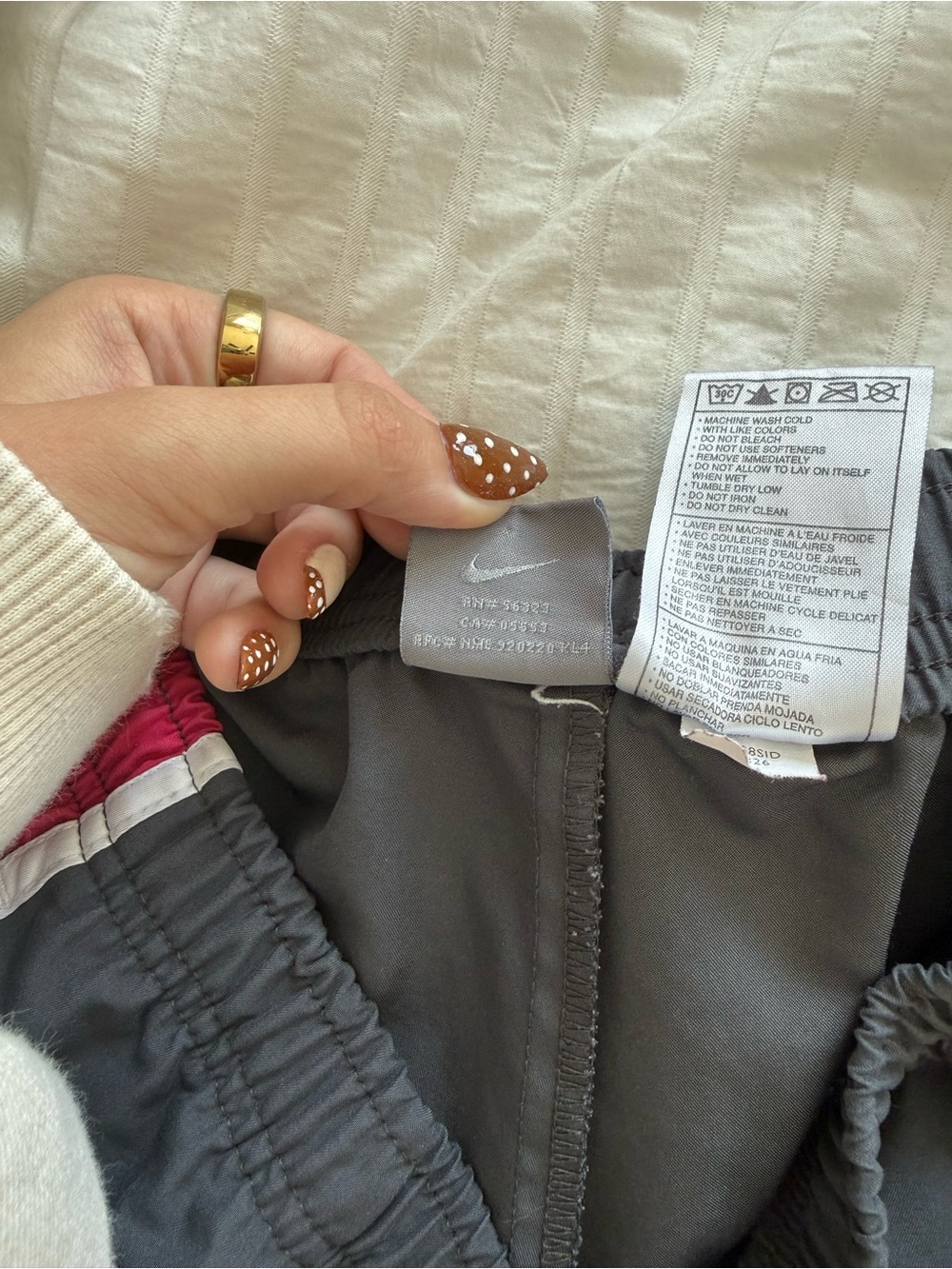 Vintage Y2K Nike Grey Track Pants with Pink & White Side Stripes - Picture 3 of 11